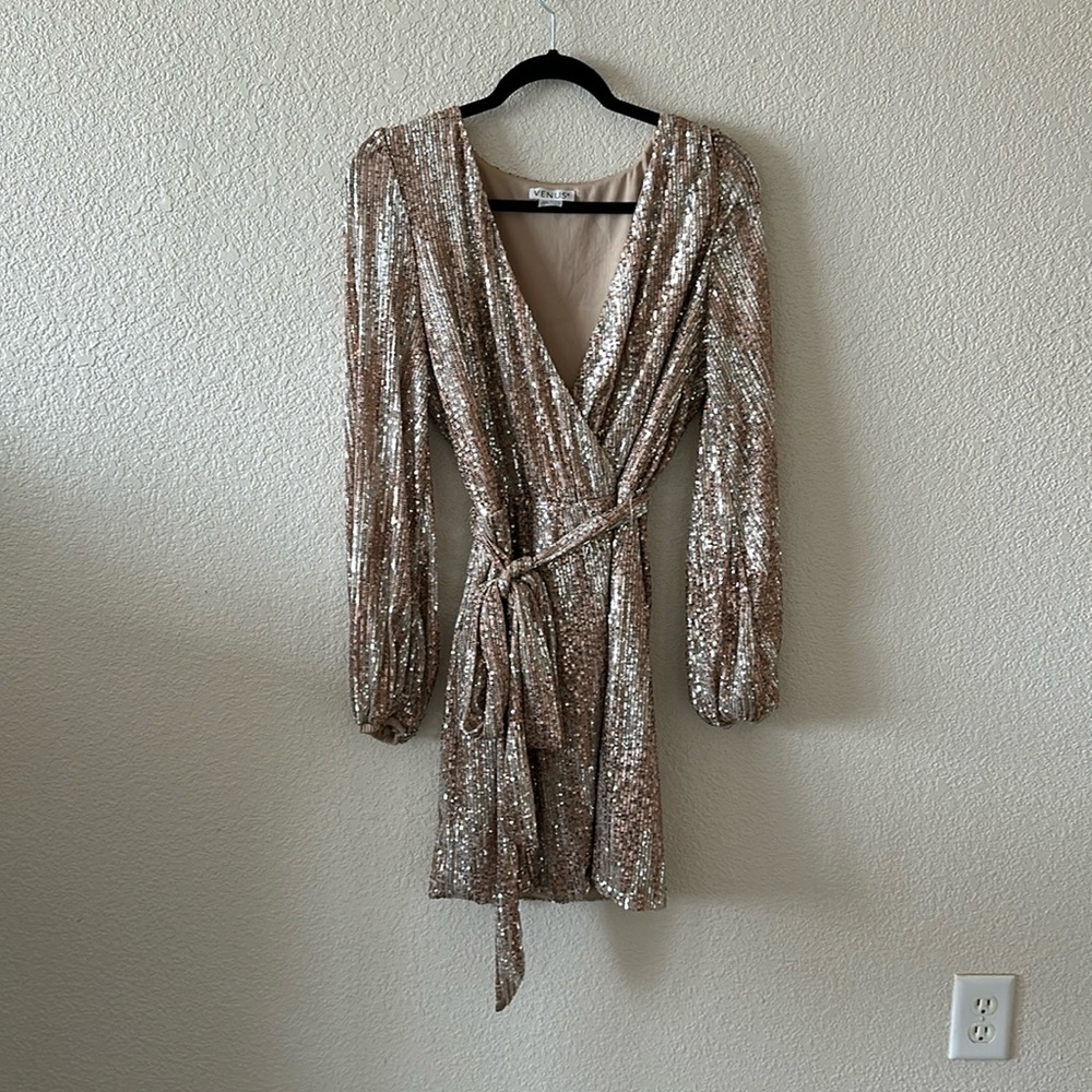 Gold sequined dress